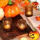 DARJEN Amber Votive Candle Holders Set of 24- Round Candle Holders Bulk, Glass Candle Holder for Vintage Decoration, Tea Lights Candle Holders for Wedding Home Party & Gift