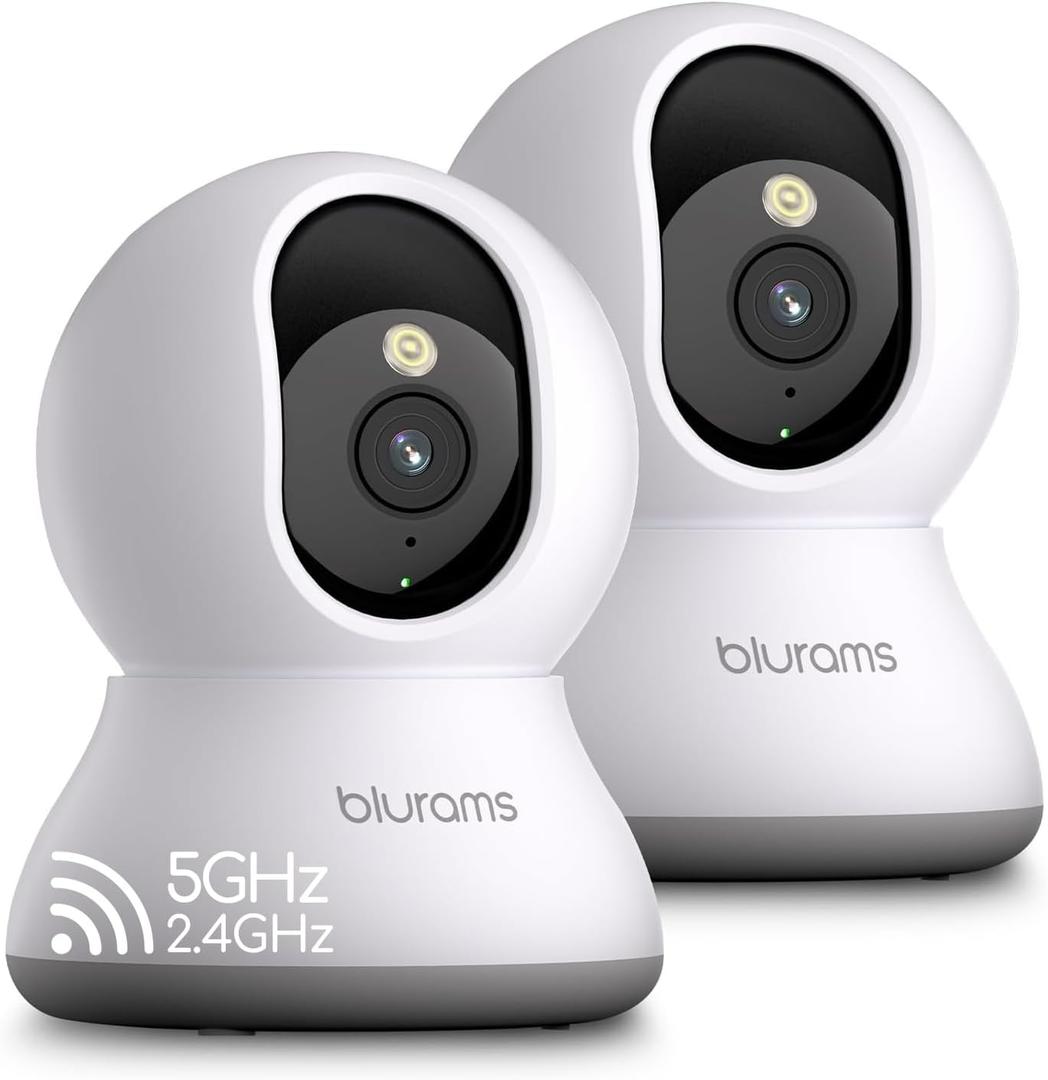 blurams Cameras for Home Security, 2K Pet Camera with Phone App, 360 PTZ Indoor Cameras, 2-Way Talk, Motion Tracking, Color/IR Night Vision, Cloud&SD, Works with Alexa (2Pack, 5GHz/2.4GHz Dual-Band)