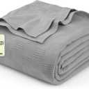Utopia Bedding 100% Cotton Thermal Blanket Cool Grey Twin Size Soft, Lightweight, Breathable, Cozy Spring and Summer Blanket for Couch and Sofa, Home Room Decor Gifts for Women and Men (90x72 Inches)
