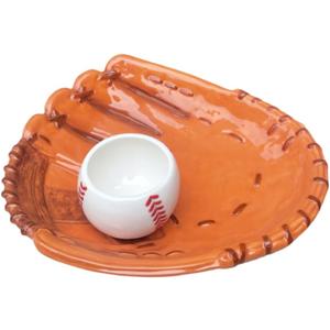 Ceramic Baseball Chip and Dip Serving Trays, Appetizers and Cheeses Serving Platter, Ideal for Snacks, Veggies, Fruit -10.8 inches