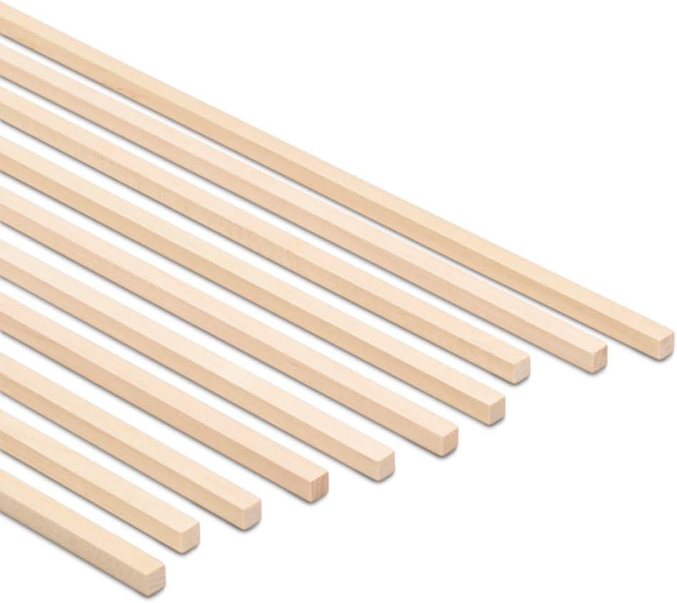 DIY Wooden Square Dowel Rod 1/4-inch x 48 Pack of 25 Hobby Wood Sticks for Crafts, Wood Trim & Architecture Model Making, by Woodpeckers