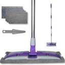 ITTAHO Microfiber Mops for Floor Cleaning ,Wet Dry Flat Mop with Stainless Steel Telescopic Handle,4 Reusable Mop Pads , Dust Mop for Hardwood Floors ,Home,Laminate,Tile,Hardwoods Cleaning (Purple)