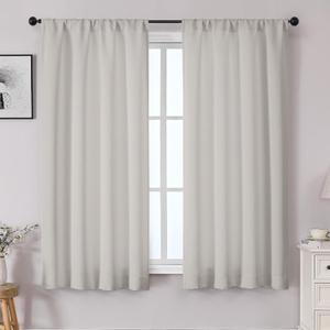 OWENIE Sally Natural Blackout Curtains for Bedroom 63 Inch Length 2 Panels Set, Solid Thermal Insulated Room Darkening Rod Pocket Window Treatment Curtains Blackout Drapes, W40 x L63 Inch OWENIE Sally Natural Blackout Curtains for Bedroom 63 Inch Length 2 Panels Set, Solid Thermal Insulated Room Darkening Rod Pocket Window Treatment Curtains Blackout Drapes, W40 x L63 Inch