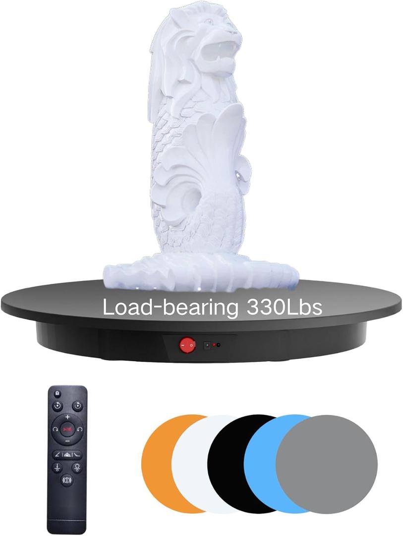 JAYEGT Motorized Rotating Display Stand, 360 Degree Electric Rotating Potography Turntable for Products DisplayLive Show Remote Control +5 Colors Backgrounds (Black/16.5inch /330Lbs Load/Wired)