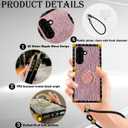 for Samsung Galaxy A26 Case with Wrist Strap Lanyard for Women, Water Ripple Design Shockproof Protection Cover with Kickstand for Galaxy A26 SBW-Pink