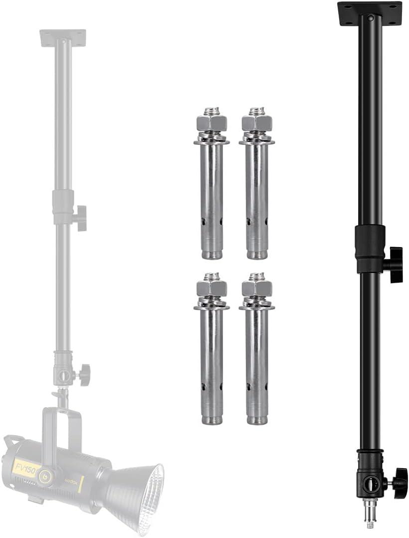 Photography Wall Ceiling Mount Boom Arm,Overhead Vertical Light Mounting 17-26inch,with 1/4 & 3/8 Universal Thread for Photo Studio Video Light,Ring Light,Monolights,Flash