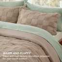 Bedsure California King Size Comforter Set Khaki, Boho Tufted Bed Set, Checkered Farmhouse-Style Distressed Vintage Bedding, 3 Pieces, 1 Plaid Geometric Comforter and 2 Pillow Shams