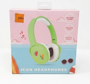 Icon Headphones. Comfortable Padding. High-Quality Sound. Cute Icon Feature, Green