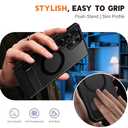 QSEVNSQ Strong Magnetic for Samsung Galaxy S25 Ultra Case with Screen Protector + Lens Protector, Fit for MagSafe,Mil-Grade Drop Protection, Seamless Stand, Translucent Black