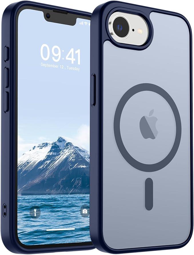 SUPFINE Magnetic for iPhone 17e Case/iPhone 16e Case 2025 (Compatible with MagSafe)(Military Grade Drop Protection) Slim Translucent Matte Shockproof with Anti-Fingerprint Phone Case,Navy Blue