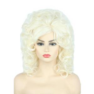 Topcosplay Women Wigs Platinum Blonde Curly Beehive Bouffant 60s Wigs Halloween Costume Wig