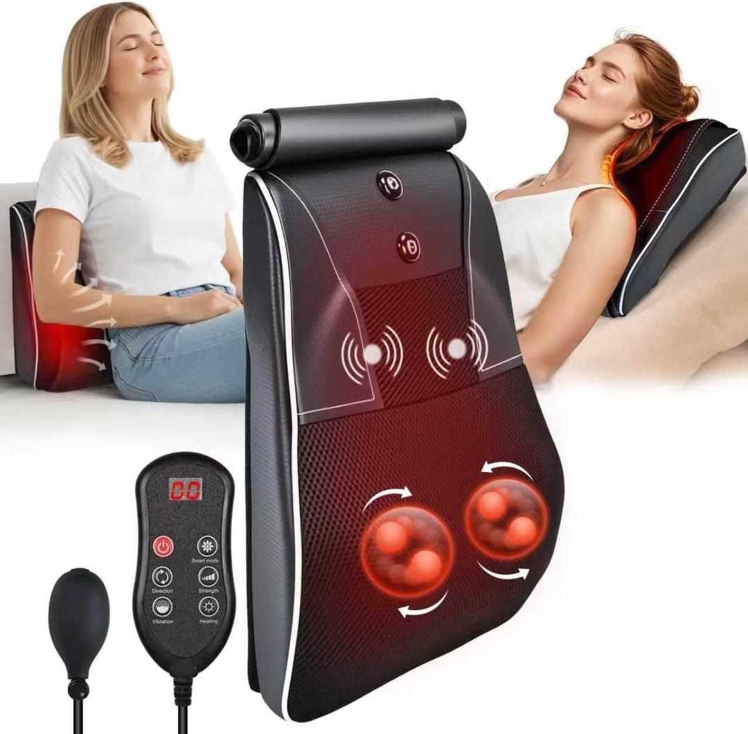 Shiatsu Back and Neck Massager with Heat, Back Massager for Pain Relief deep Tissue, 3D Kneading Massage Pillow or Back,Shoulder,Leg,Gifts for Mom,Dad,Women (Black)