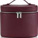 Makeup Bag Vanity Case Cosmetic Bag with Removable Divider Travel Toiletry Bag for Women Portable Make up Box Organizer, Burgundy