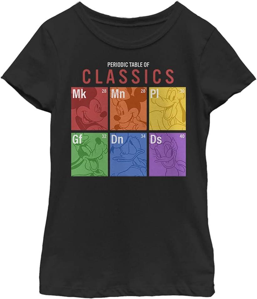 Disney Characters Sensational Periodic Girl's Solid Crew Tee (Black, XL)