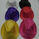 Tarpop 6 Pcs Western Sequin Hat Bling Dance Hats with Shining Sequin for Man and Women