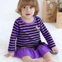 Baby Girl Fall Clothes: Soft Long Sleeve Bow Tie Print Outfits Casual Birthday Party Clothing for 6Months-3T (Purple)
