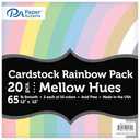 Accent Design Paper Accents Variety Pack, 12x12, 20pc, 65lb Rainbow Cardstock, Mellow Hues - Card Stock, Colored Paper, Cardstock Paper for Scrapbooking & Crafts