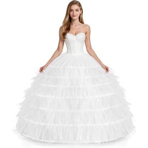Ieuan Petticoat for Women Crinoline Underskirt Half Slip for Wedding Dress, Color: 7 Hoops, 
Size: fit US size 2-22W Drawstring waist. We have upgraded the petticoat, Enlarged the size, the upgrated diameter is about 55 inches/140cm.