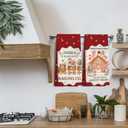 Christmas Gingerbread House Kitchen Towels Set of 2 Kitchen Towels,Gingerbread Man Train Dish Towel for Kitchen Bathroom Indoor Home Decor16x24 Inch