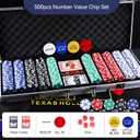 500 Poker Chips Set with Aluminum Case, PS/ABS Casino Style Game Chips with Values 10、20、50、100、500, Texas Hold'em Mahjong Baccarat Card Game Chips, Gift for Family Game Night, 22.64 X 9.25 X 3.07 Inches