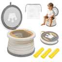 Portable, Foldable Potty seat for Toddler, Training Toilet Seat Emergency Toilet The Bottom Has the Function of Storing Garbage Bags for Car, Camping, (grey) (Gray)