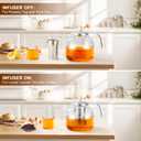 33oz/1000ml Glass Teapot with Removable Infuser, Borosilicate Glass Tea Pot Stovetop Safe, Blooming and Loose Leaf Teapots