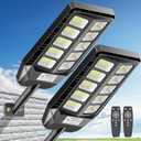 Solar Lights Outdoor, IP66 Waterproof Street Lights Outdoor, 6500K Dusk to Dawn Solar Security Flood Lights Motion Sensor with Remote Control for Yard, Entryway Garage, Porch 2 Pack