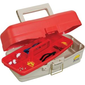 Plano One Tray Take Me Fishing Tackle Box with Tackle, Premium Tackle Storage, Red/Beige