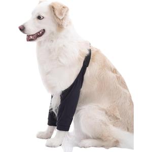 HDKUW Dog Elbow Protector, Dog Front Leg Recovery Sleeve for Prevent Licking Wound, Elbow Sleeves with Mesh Pad for Medium Large Dogs Black L