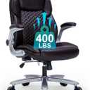 Home Office Chair, Executive Comeputer Desk Chair Ergonomic Office Chair with Adjustable Lumbar Support, Tilt Lock, PU Leather, Swivel Rolling Chair for Gaming Adult Working Study-Brown