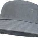 BOTVELA Men Cotton Bucket Hats Foldable Outdoor Sun Hat Unisex Flat Top Caps (Gray)