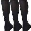 COTTON DAY Women's Soft Combed Cotton Knee High Long Calf Dress Socks Seamless Toe Black White Gray Navy Blue Brown (6-9)