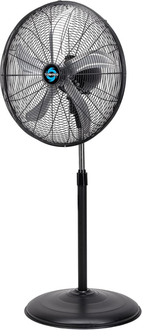 Tornado 20” Oscillating Pedestal Fan – 5000 CFM, Stand Fan, 3-Speed, 1/6 HP, 6.6 FT, Industrial & Commercial Use, UL Listed