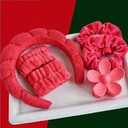 Headband &Clip Set, 3pcs (Red)