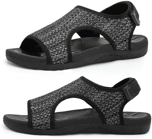XIHALOOK Womens Orthopedic Walking Sandals with Adjustable Hooks Open Toe Sports Sandals Breathable Knit Summer Shoes, Size 41