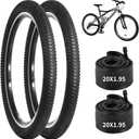 yeesport 2 PCS 20x1.95 Mountain Bike Tires & 2 PCS 20 X 1.75-2.125 Bike Tubes, 20 Inch Tire & Inner Tubes, Puncture-Resistant Bicycle Tires, Bike Replacement for Beach Cruiser Mountain Bikes