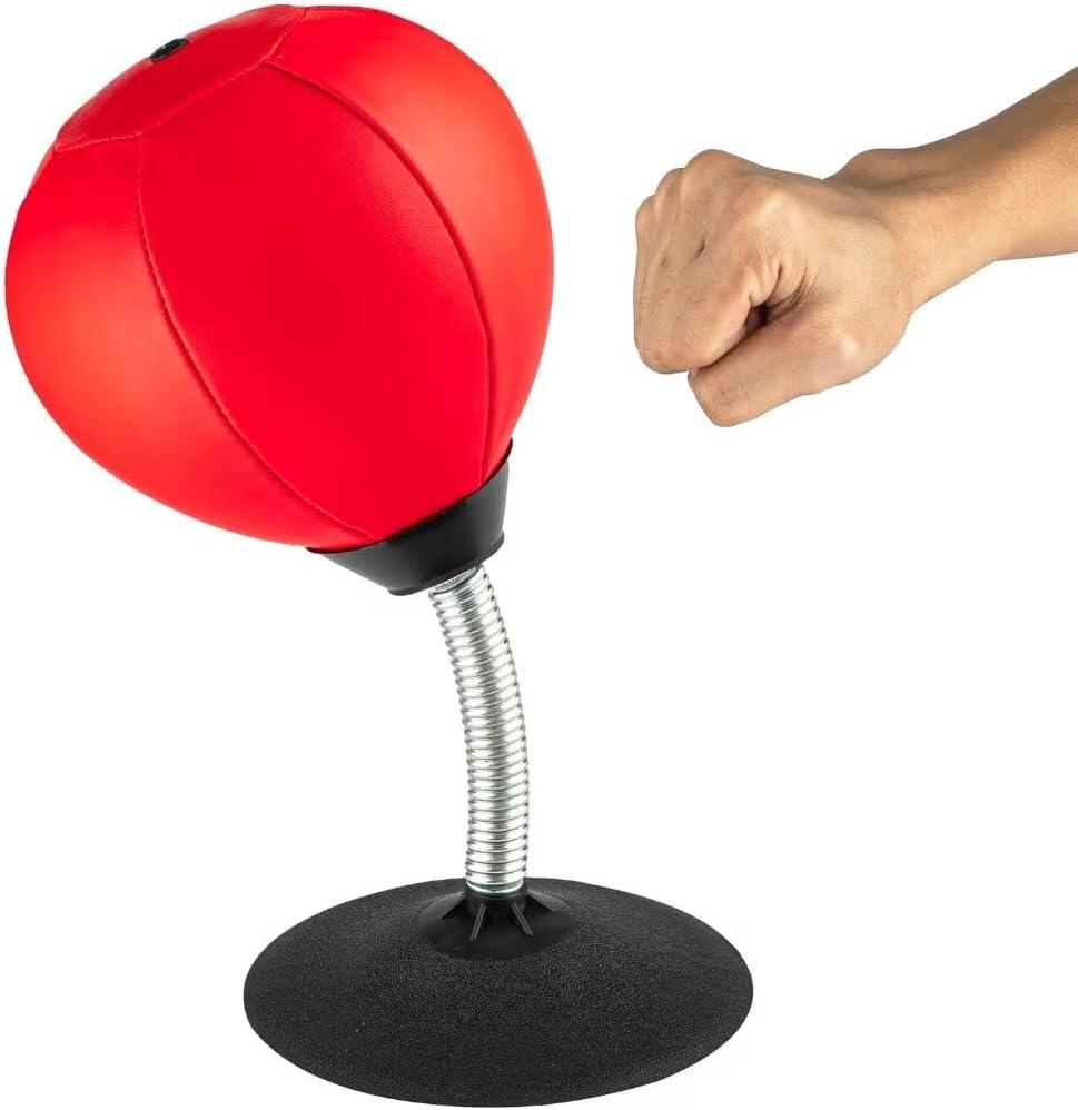 Stress Buster Desktop Punching Bag - Suctions to Your Desk, Raipoment Heavy Duty Stress Relief Ball, Funny Gifts for Boss or Coworker, Easter (Red)