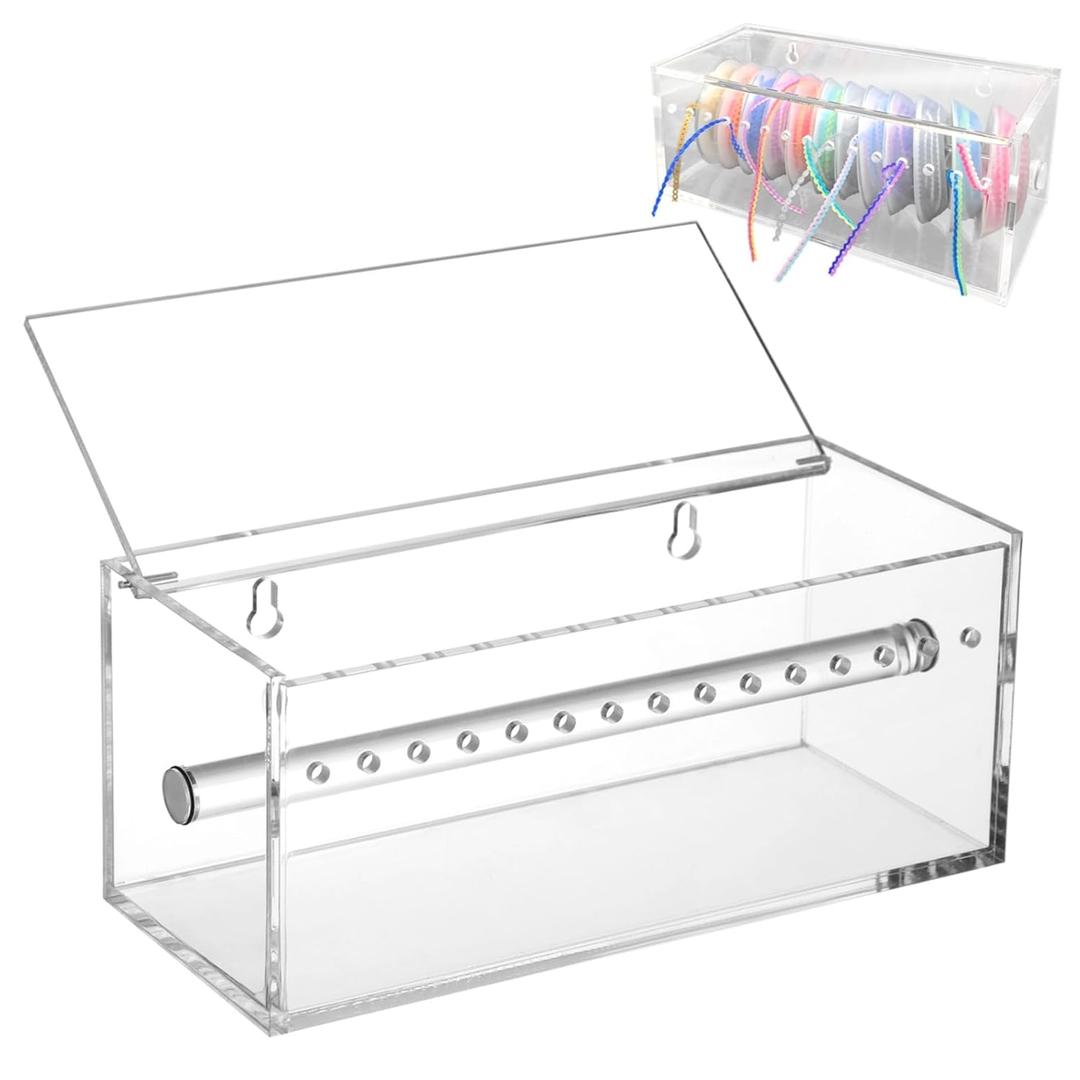 Acrylic Orthodontic Power Chain Organizer, Dental Organizer for Rubber Chain, Orthodontic Elastic Power Chain Dispenser Reel Box with Flip Lid, Dental Office Supply