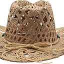 Carnavalife Natural Cowboy Cowboy Straw Hat, Unisex One Size Men's Women's Summer Coachella Beach