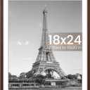 upsimples 18x24 Picture Frame, Display Pictures 16x20 with Mat or 18 x 24 Without, Wall Hanging Poster Frames, Brown, 1 Pack