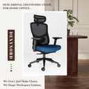 Ergonomic Office Chair with Breathable Mesh Back & Thick Cushion Seat, 4D Armrests, 3D Headrest, Adjustable Lumbar Support & Seat Depth, High Back Desk Chair with Tilt Lock (Blue), Large
