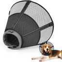 Dog Cone Collar After Surgery to Stop Licking: Soft Grid Recovery Collar with Detachable Pad, Elizabeth Cone Alternative for Large Medium, Small Dogs, Normal Eating and Drinking,L,Jet Black