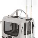 Extra Large Cat Carrier Soft Sided with Wheels Folding Small Medium Dog Pet Carrier 24"x16.5"x16" Travel Collapsible Ventilated Comfortable Design Portable Vehicle (Grey)