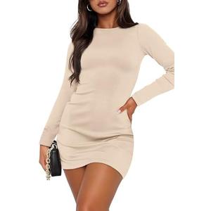 WIHOLL Women's Long Sleeve Boat Neck Mini Dress Slim Fit Party Club Bodycon Fall Winter Dresses 2025 XXL