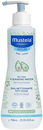 Mustela Baby Cleansing Water - No-Rinse Micellar Water - with Natural Avocado & Aloe Vera - for Baby's Face, Body & Diaper - 1 Pack - Various Sizes