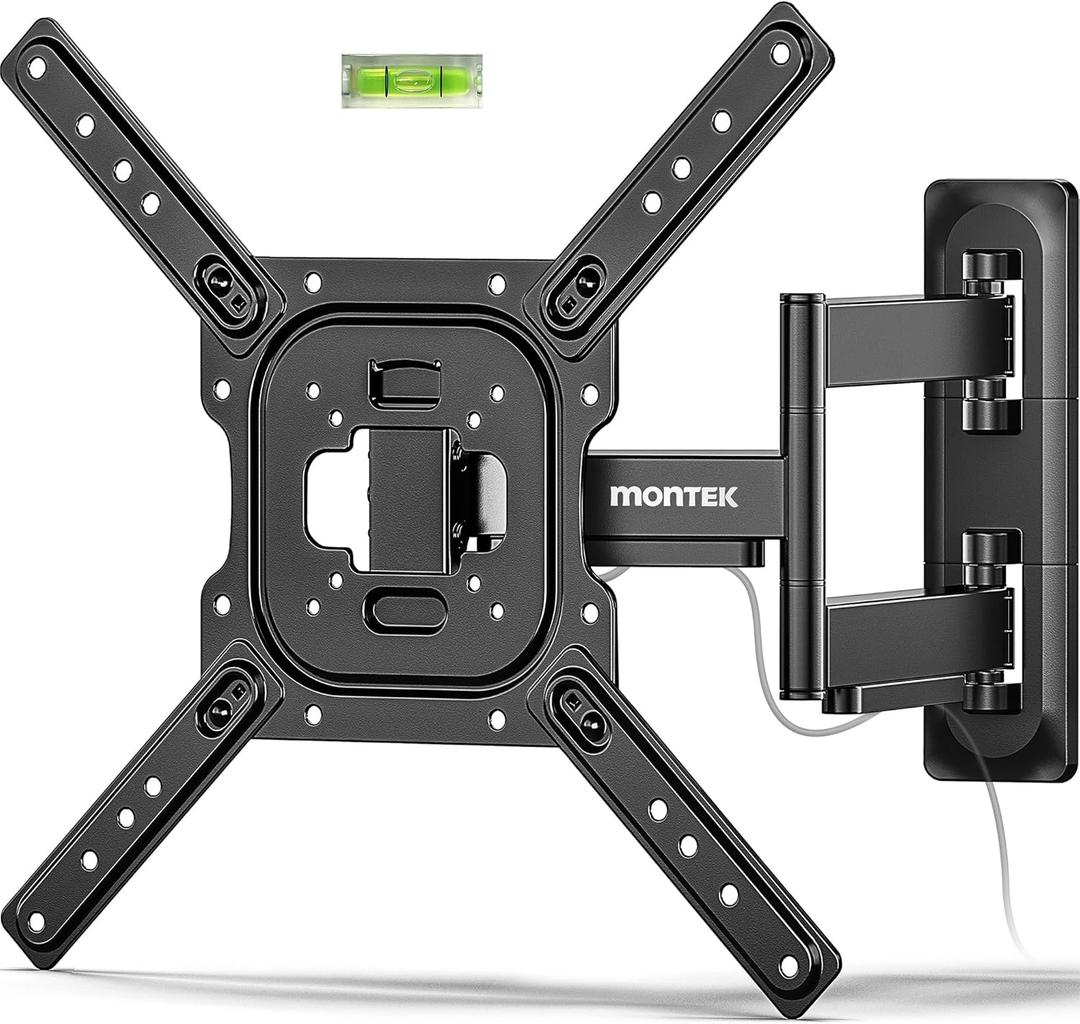 monTEK Full Motion TV Wall Mount for 2365 Inch Flat & Curved TVs and Monitors, Swivel & Tilt Articulating Bracket, Max VESA 400x400mm, Holds up to 77 lbs, Perfect Center Design, Black 