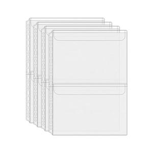 Mogoostry A4 Binder Pockets Zipperless Cash Envelopes 2 Pocket Binder Sleeves with Flap Binder Pouches Loose Leaf Inserts Folder Photocard Sleeve Filing Bags