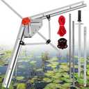 Lake Weed Cutter Pro 2026 Upgrade Aquatic Pond Plant Cutting Tool with Adjustable Cutting Angles,Pond Rake with Sharp Razor Blades Shear Cattail Reed hragmites Lilly and Chara Algae 30 Foot Throw Rope (Large)