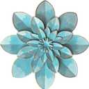 Light Sky Blue Metal Flower Wall Art Decor, 9.5 Rustic Modern Floral Sculpture, Distressed Hanging Home Decoration Accent Artworks for Indoor Bedroom Living Room Office Outdoor Garden Patio