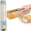Compostable Plastic Wrap for Food with Dispenser & Cutter 400 Sq Ft Roll, ASTM D6400 Certified